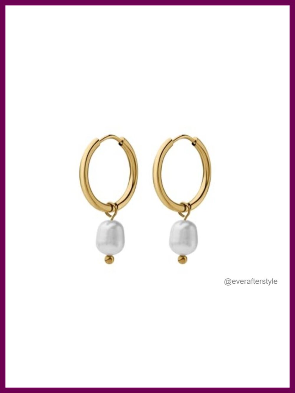 Kiera Pear Gold Hoop Earrings Hypoallergenic Stainless Steel Freshwater Pearl